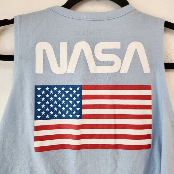 Fifth Sun NASA Tank Top Blue Tie Front T-Shirt Tee Women's XL - Picture 5 of 7